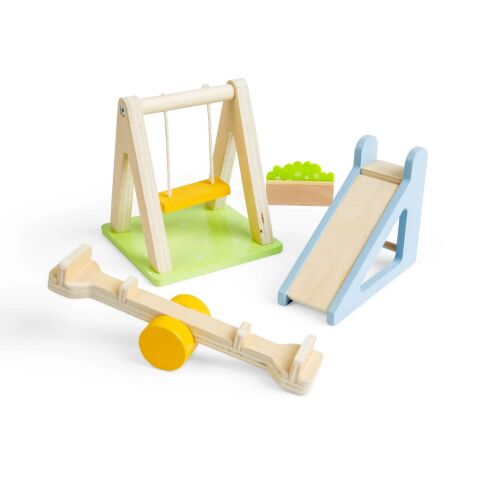 Bigjigs Toys Dřevěný nábytek do domečku pro panenky Venkovní hřiště