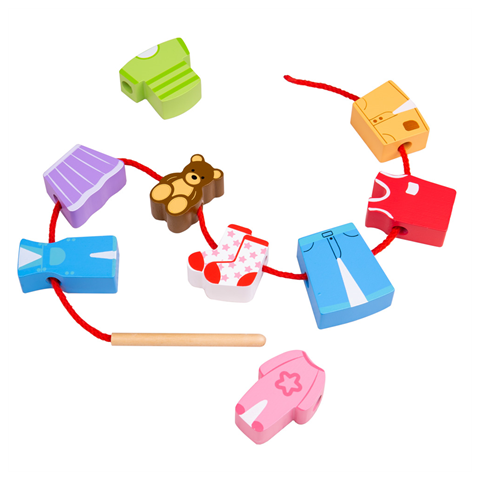 Bigjigs Toys Navlékání korálků oblečení