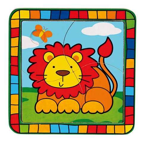 Bino Dřevěné vkládací puzzle lev