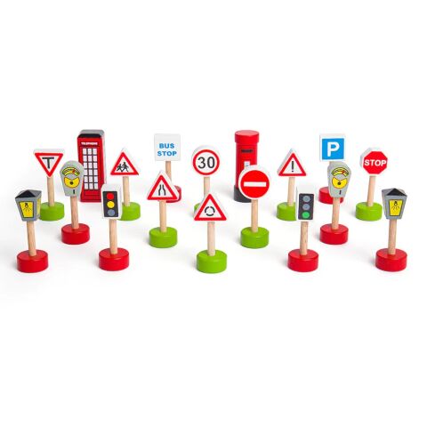 Bigjigs Rail Sada dřevěných dopravních značek - poškozený obal