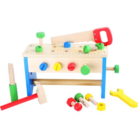 small foot Dřevěný pracovní stůl a box s nářadím 2v1