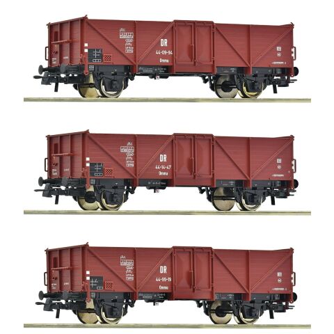 Roco Sada 3 ks otevřených nákladních vozů DR - 6600115
