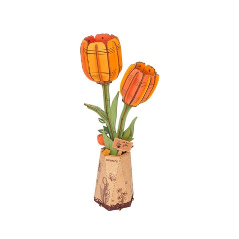 RoboTime 3D dřevěná skládačka Oranžový tulipán