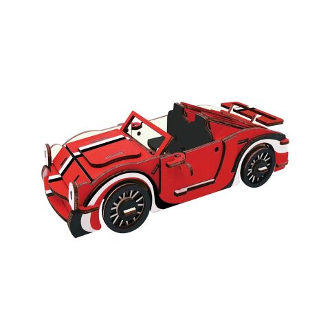 Woodcraft Dřevěné 3D puzzle Červený kabriolet