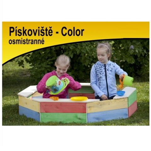 Pískoviště s ochrannou sítí, dřevěné barevné