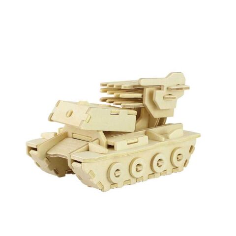 RoboTime Dřevěné 3D puzzle tank s raketama