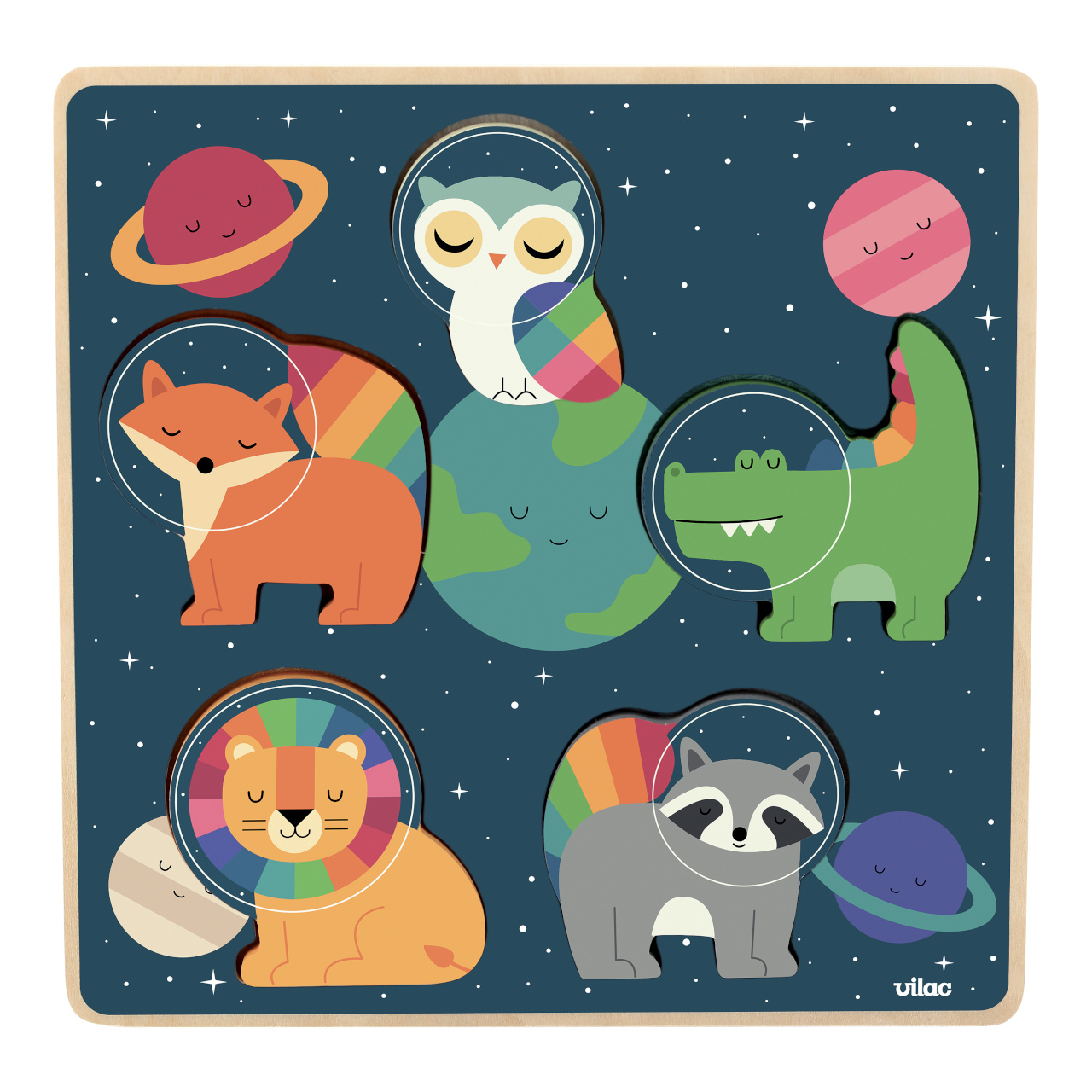 Levně Vilac Vkládací puzzle Zvířecí astronauti