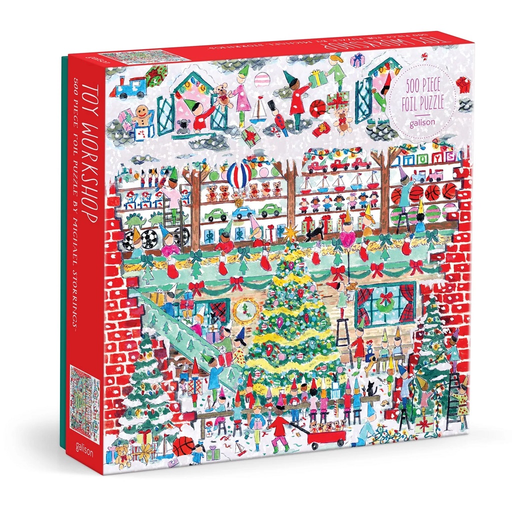 Levně Galison Fóliové puzzle Michael Storrings Vánoční dílna hraček 500 dílků