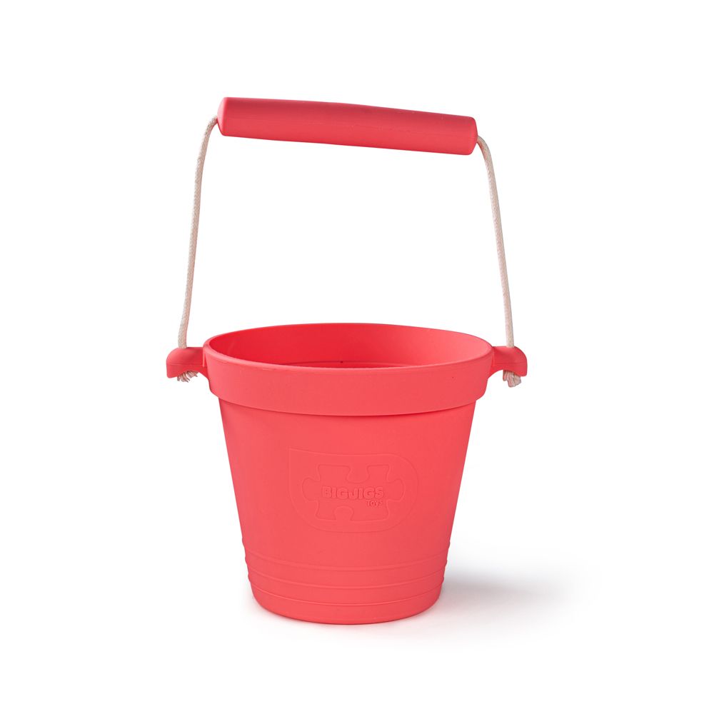 Levně Bigjigs Toys Plážový kyblíček tmavě růžový