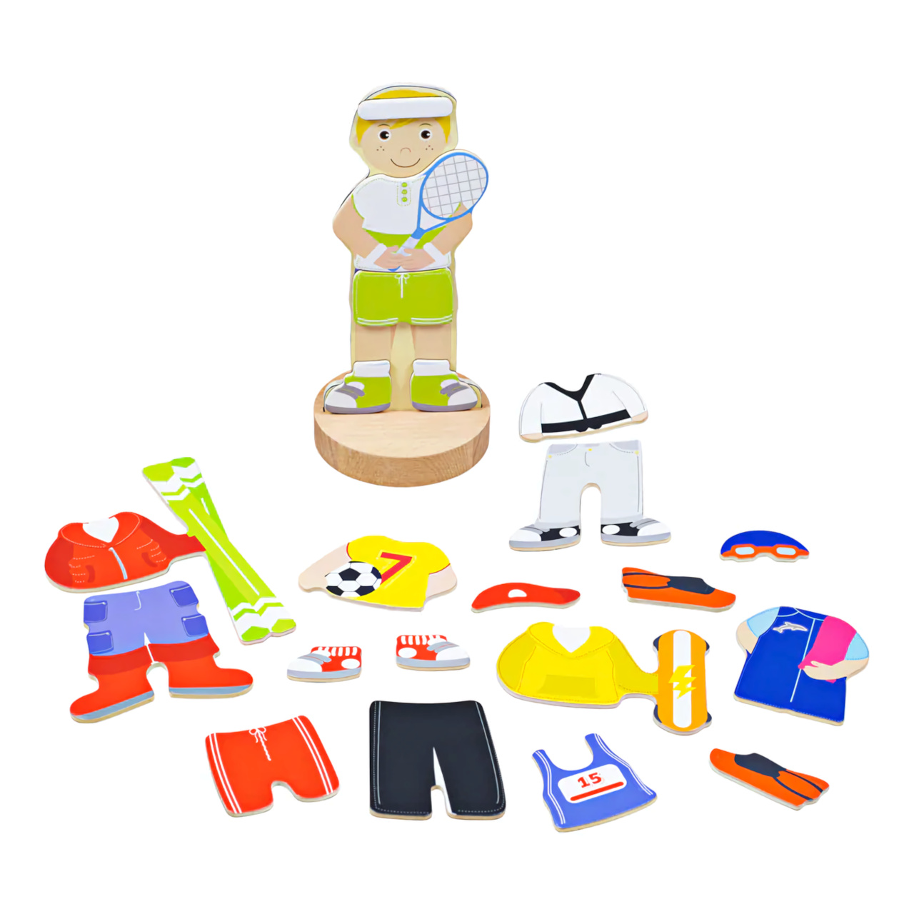 Levně Bigjigs Toys Magnetické oblékací puzzle sportovní aktivity