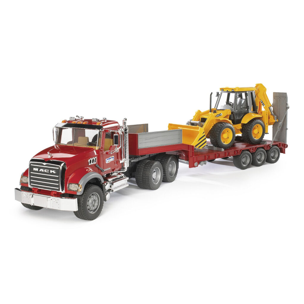 Bruder Nákladní auto MACK Granit návěs a traktor JCB - poškozený obal