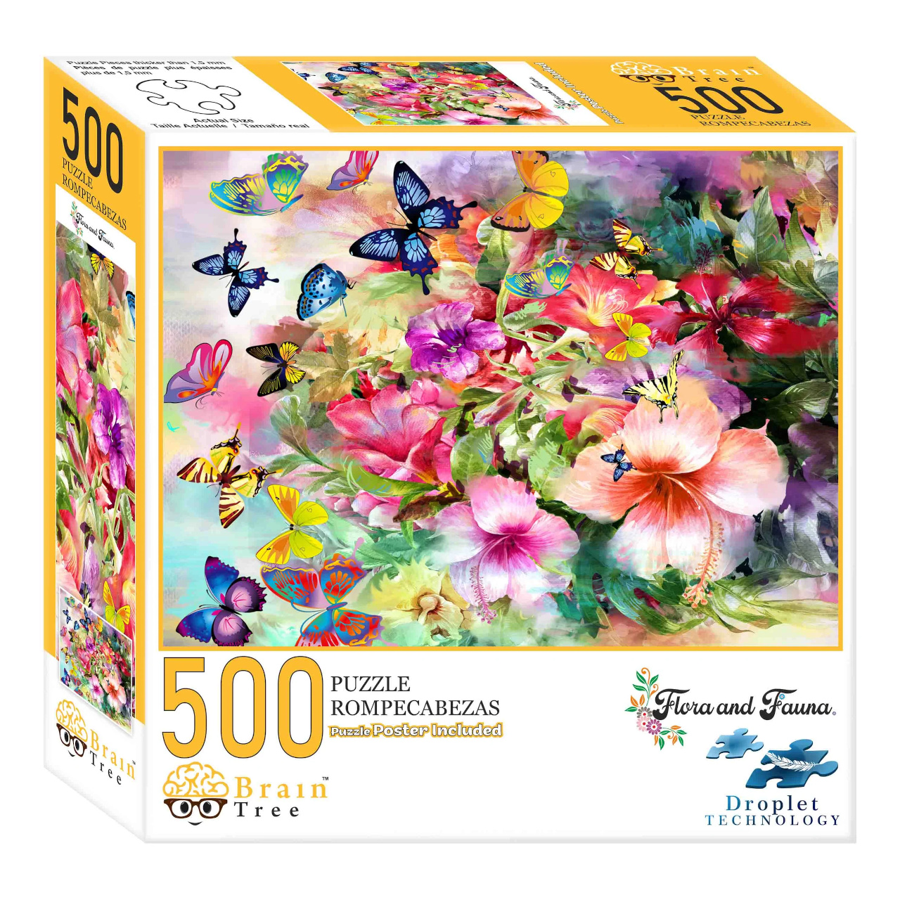 Levně Brain Tree Puzzle Květiny a motýli 500 dílků
