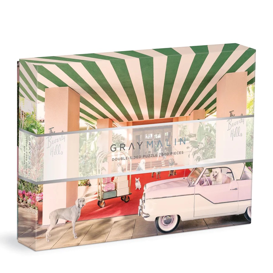 Levně Galison Puzzle oboustranné Psi v hotelu Beverly Hills 500 dílků
