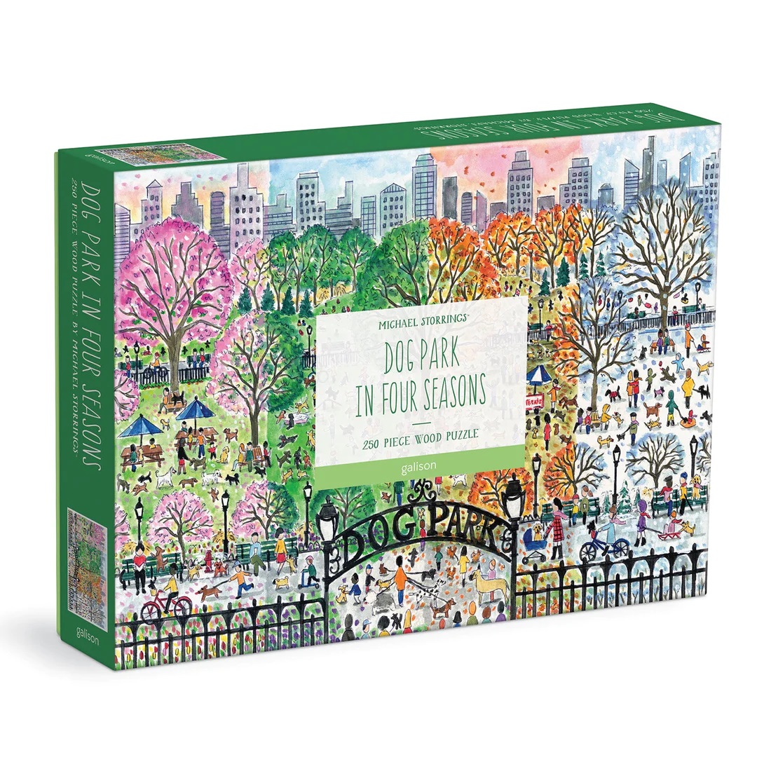 Levně Galison Dřevěné puzzle Psí park 4 roční období 250 dílků