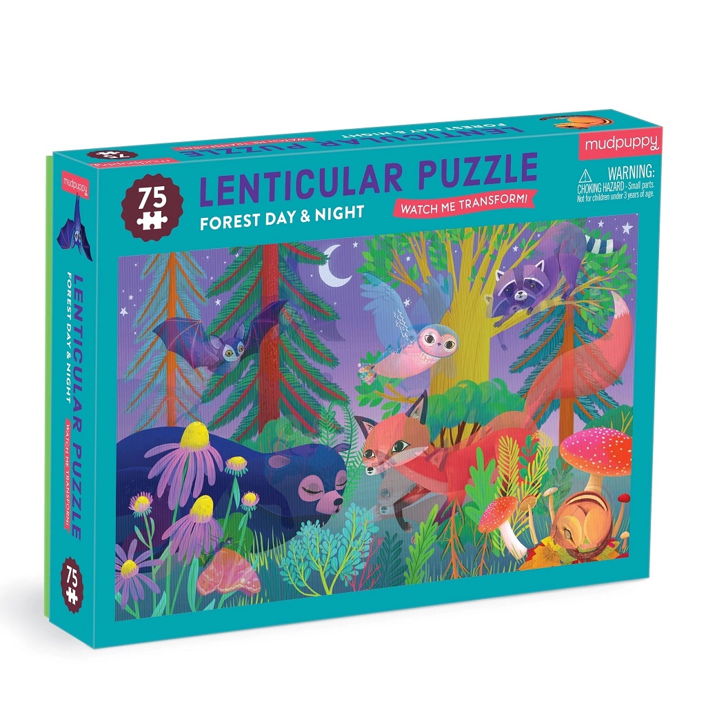Levně Mudpuppy Puzzle s lentikulárním efektem Les ve dne, v noci 75 dílků