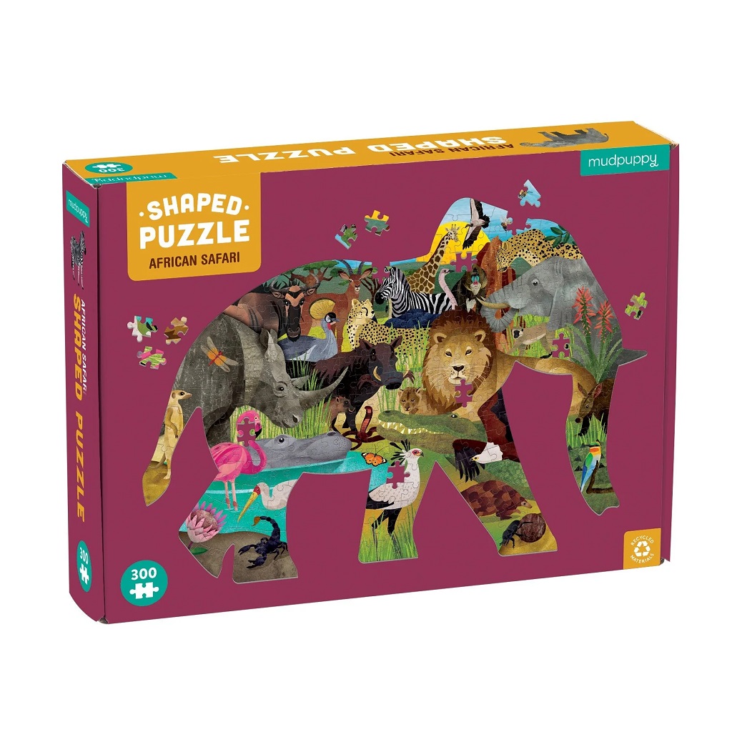 Levně Mudpuppy Puzzle Africké safari ve tvaru slona 300 dílků