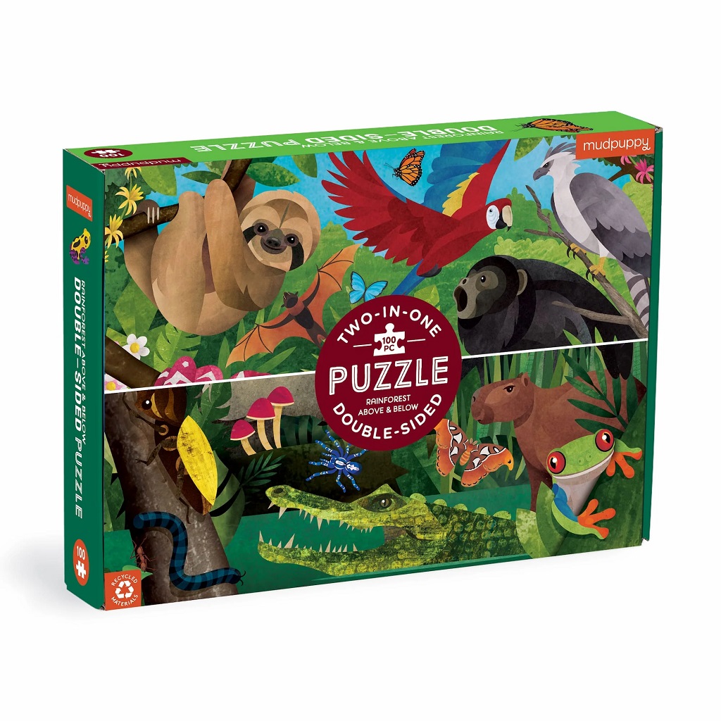 Levně Mudpuppy Oboustranné puzzle Deštný prales nad a na zemi 100 dílků