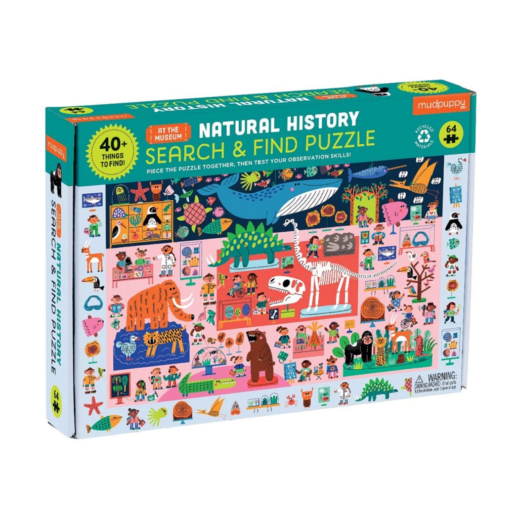 Levně Mudpuppy Puzzle skládej a hledej "Přírodovědné muzeum" 64 dílů