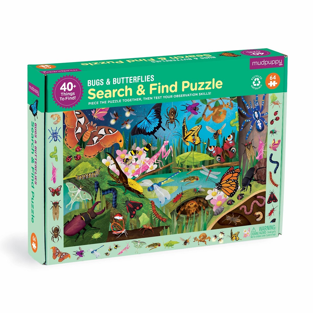 Levně Mudpuppy Puzzle Brouci a motýli 64 dílků