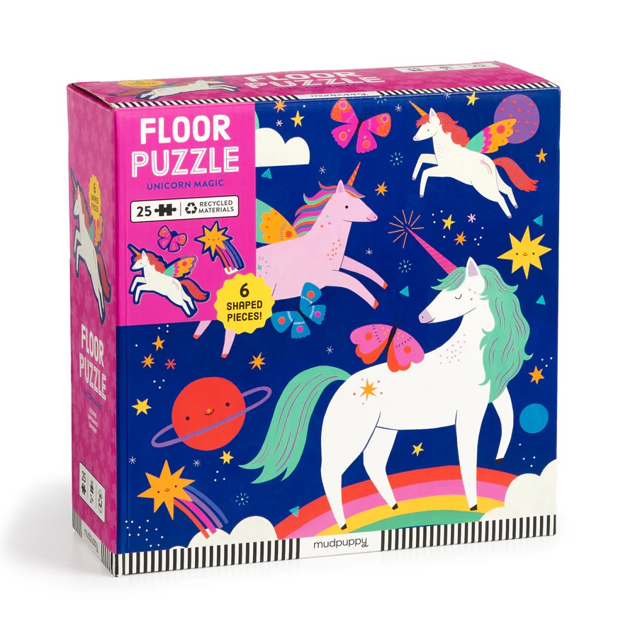 Levně Mudpuppy Podlahové puzzle Kouzelní jednorožci 25 dílků