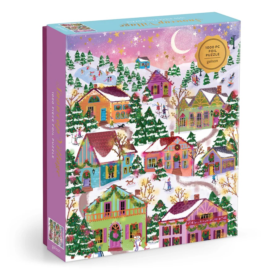 Levně Galison Fóliové puzzle Joy Laforme Zasněžená vesnice 1000 dílků