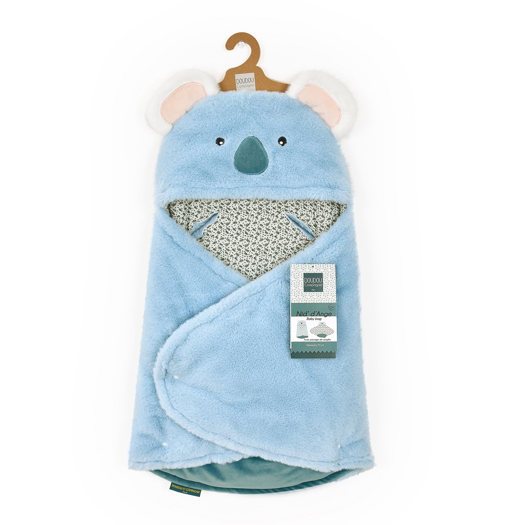 Levně Doudou Plyšová modrá dečka s kapucí Yoca le koala 70 cm