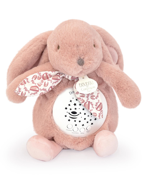 Doudou Hrací skříňka s projekcí Králíček růžový