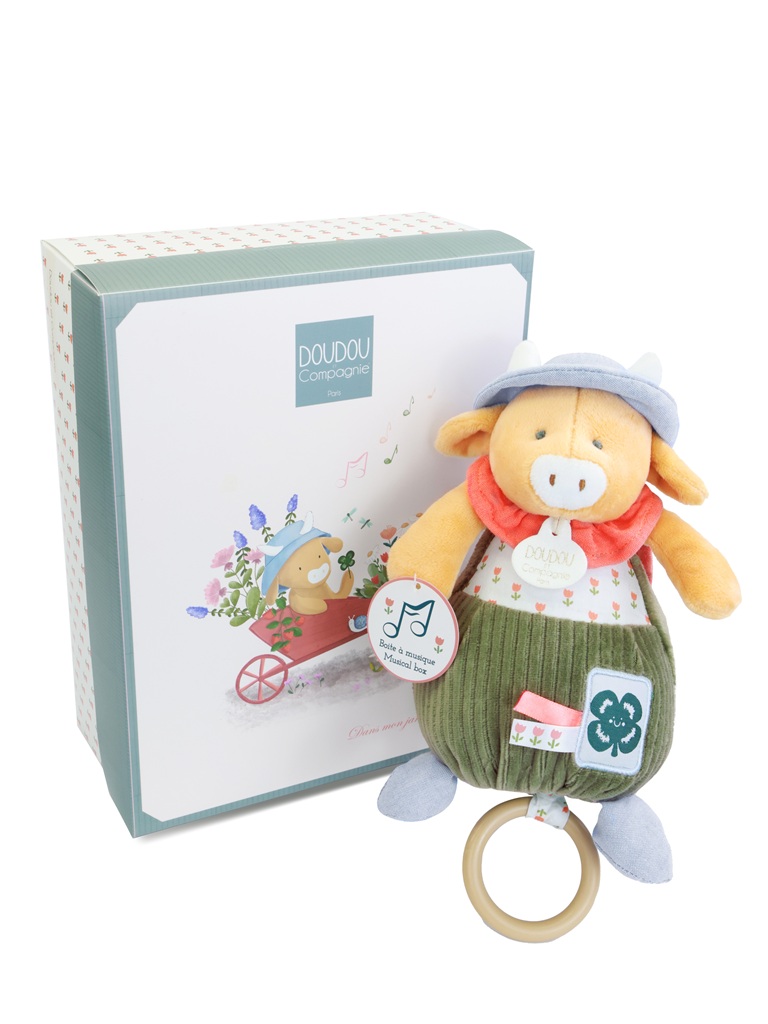 Doudou Dárková sada Plyšová kravička Aneth hrající melodii 20 cm