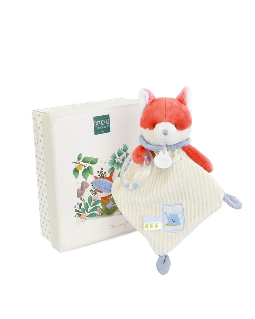 Levně Doudou Dárková sada Plyšová liška Romarin s chrastítkem 21 cm