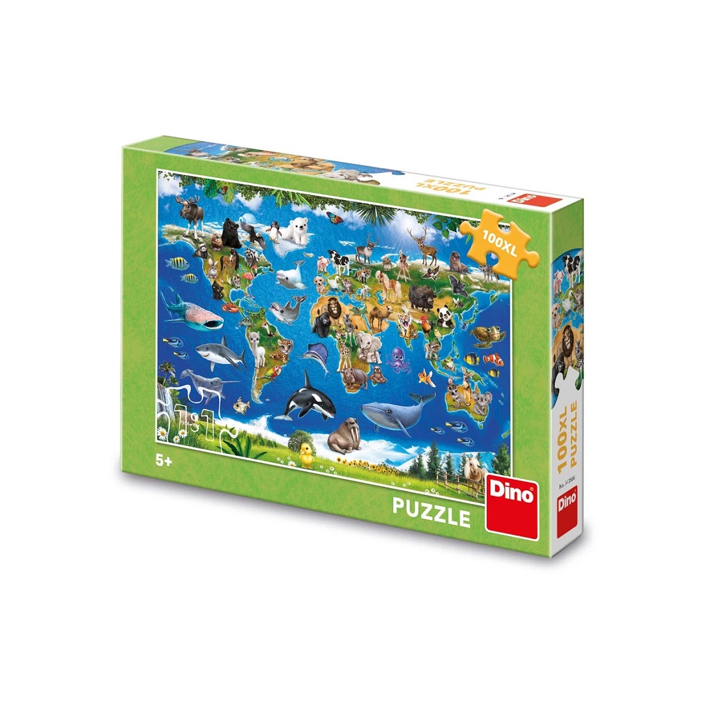 Levně Dino Puzzle Mapa zvířat 100 XL dílků
