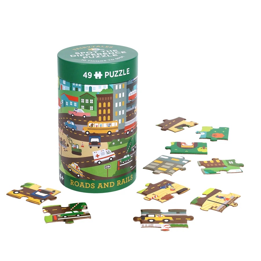 Petit Collage Puzzle Najdi rozdíl Silnice a železnice 49 dílků