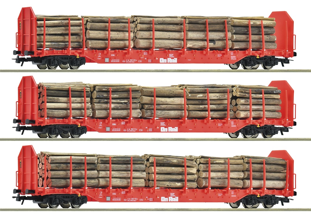 Roco Sada 3 ks klanicových vozů Rnoos s nákladem OnRail - 6600318