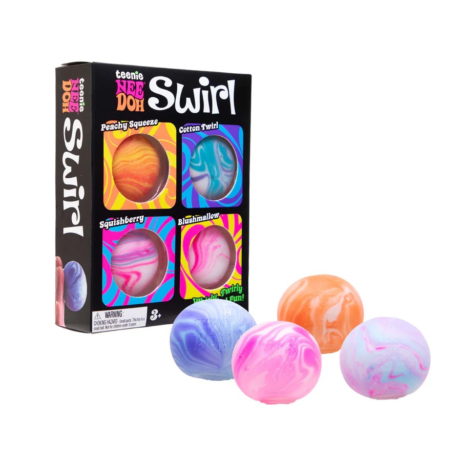 Schylling NeeDoh Barevné mačkací mini míčky Swirl 4 ks