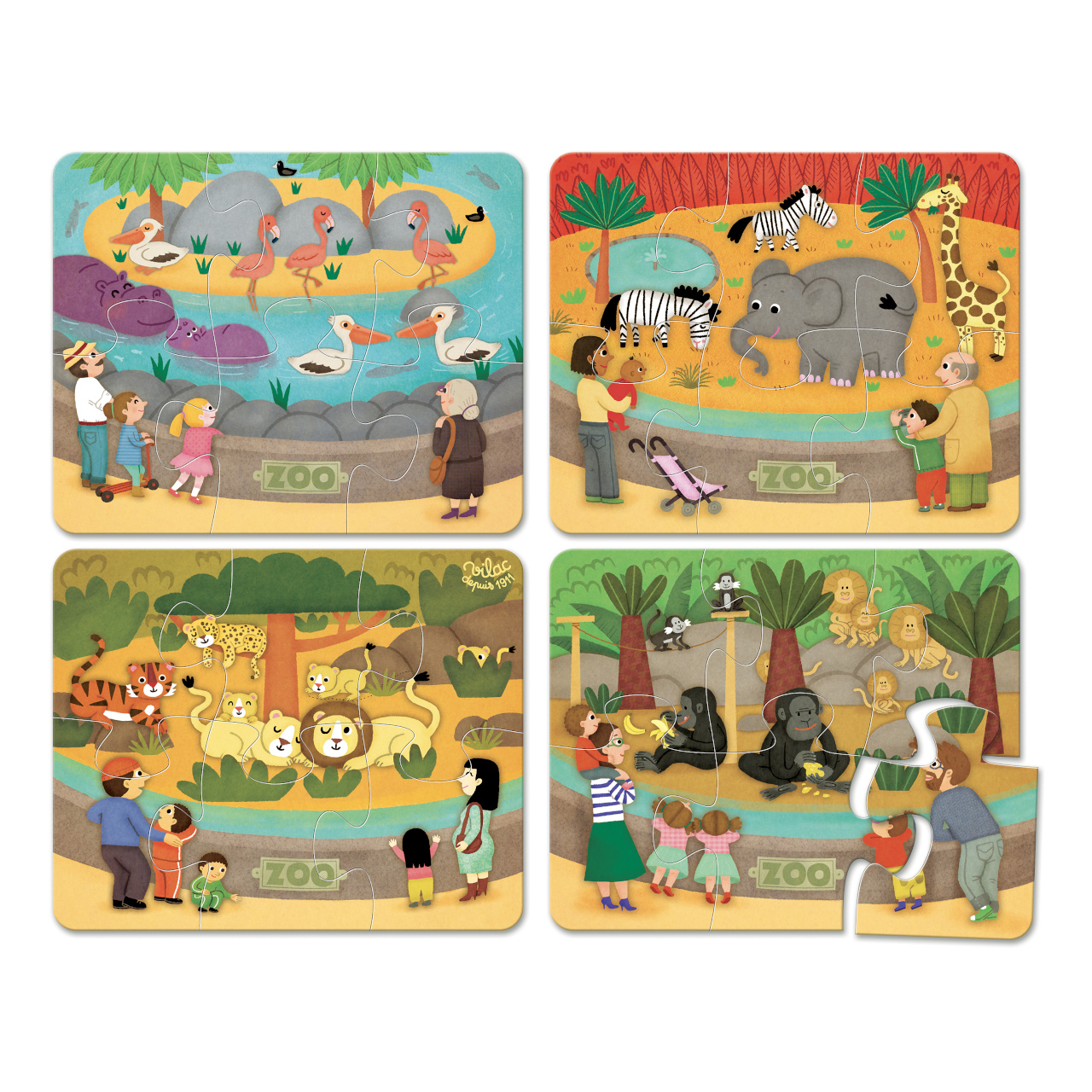 Vilac Dřevěné puzzle Zoo -  poškozený obal