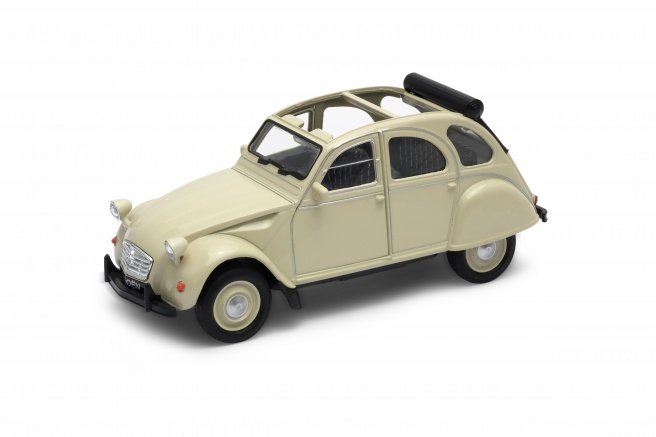 Welly Citroen 2CV 1:34 krémový se srolovanou střechou
