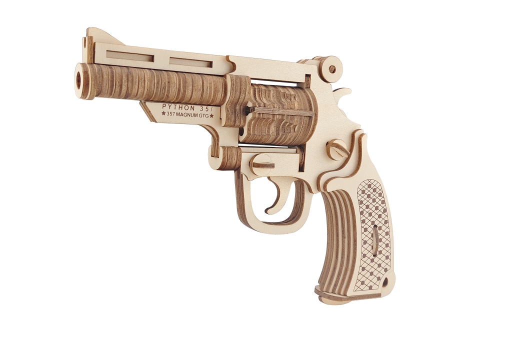 Levně Woodcraft Dřevěné 3D puzzle Revolver M19