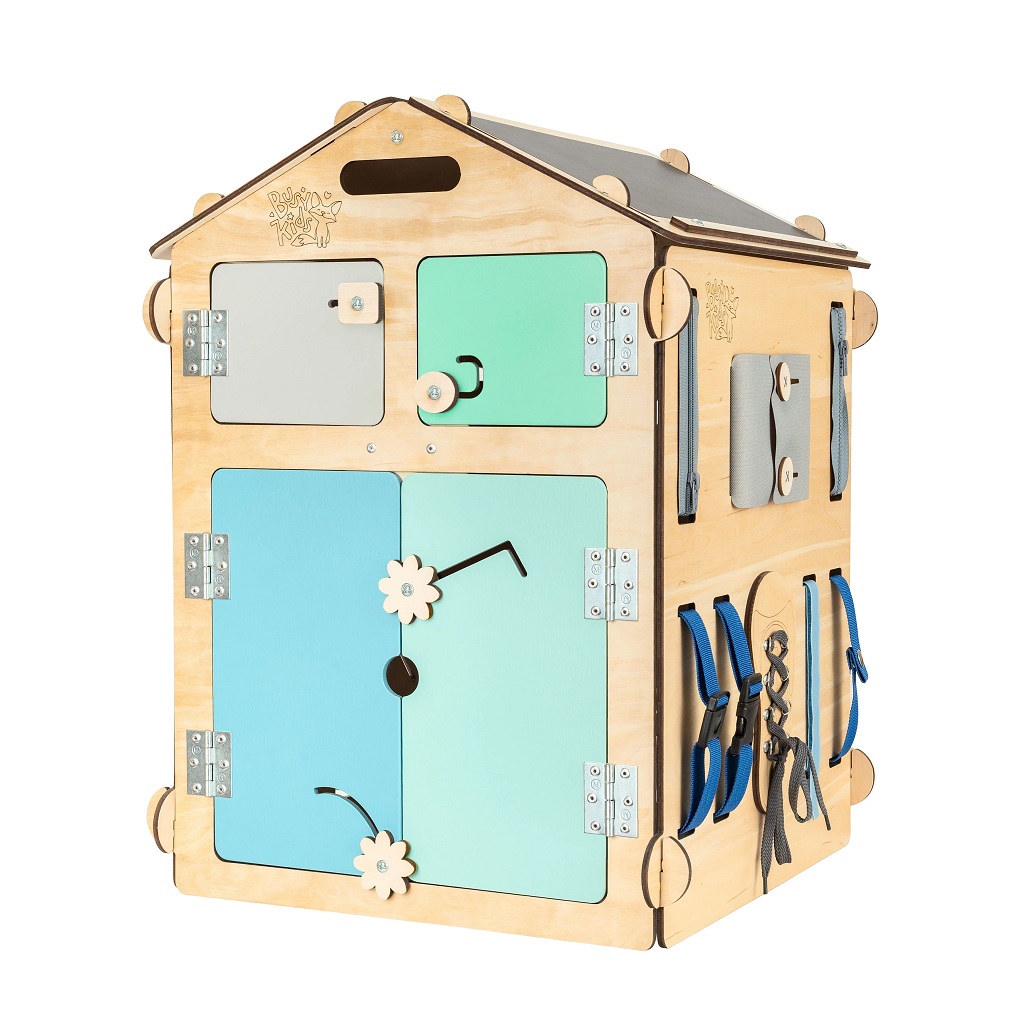 Dřevěný activity board domeček Mint