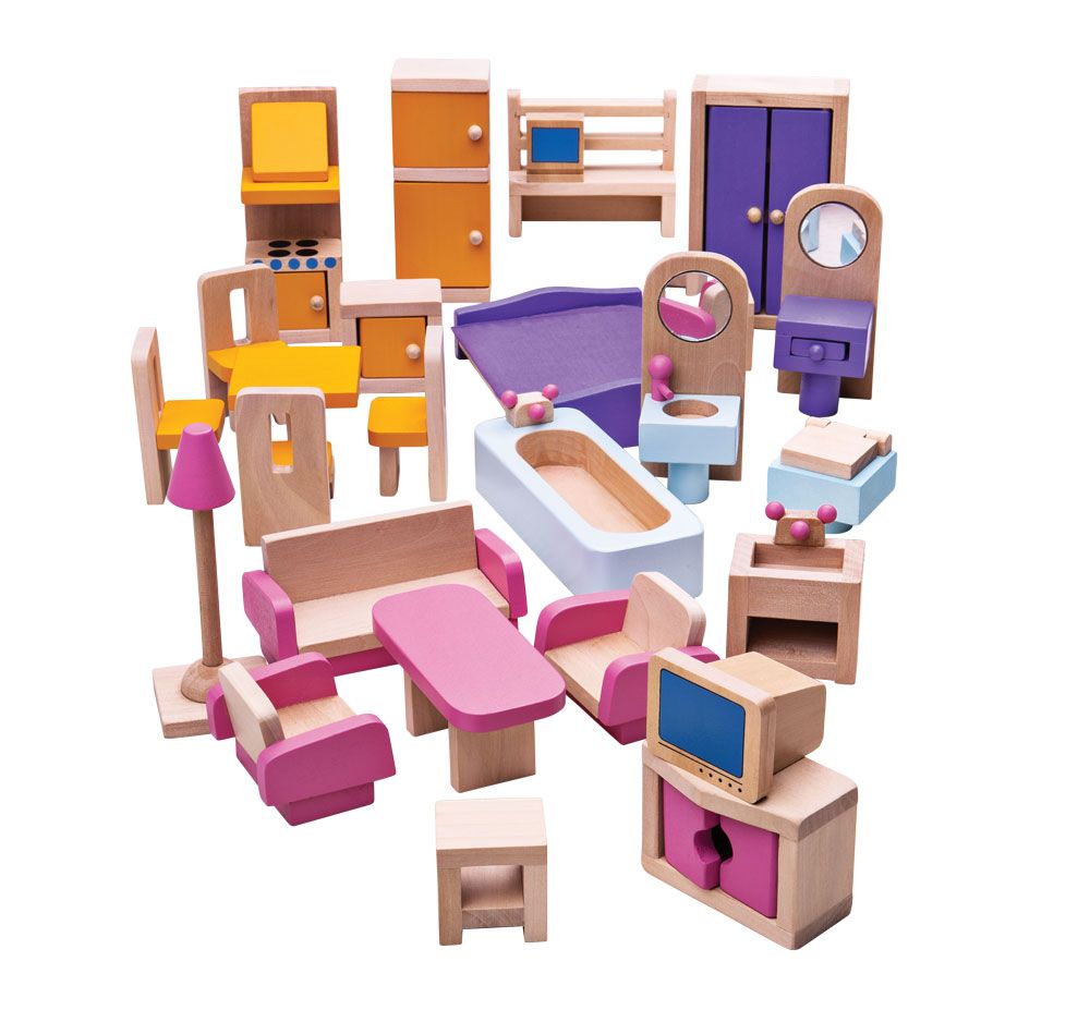 Levně Bigjigs Toys Dřevěný nábytek do domečku pro panenky