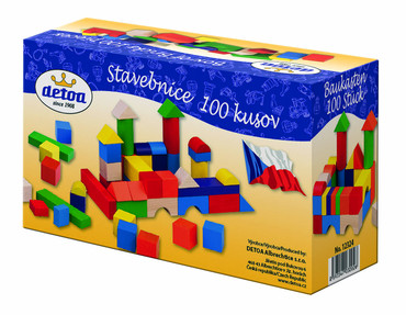 Levně Detoa Dřevěná stavebnice kostky 100 ks